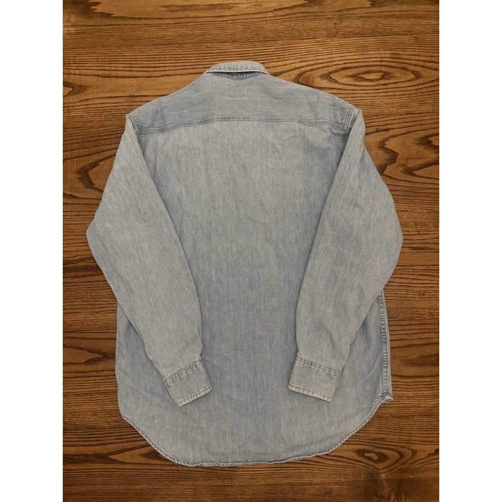 Vintage 90d Gap Men's Small 10% Cotton Indigo Blue Denim Long Sleeve Shirt - Picture 3 of 6